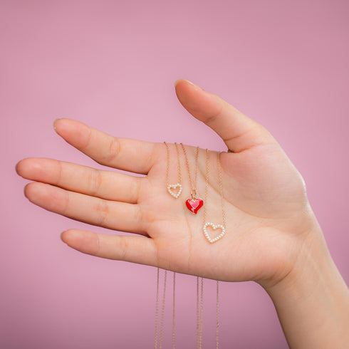 14K Gold Medium Diamond Heart Necklace by Alexis Jae